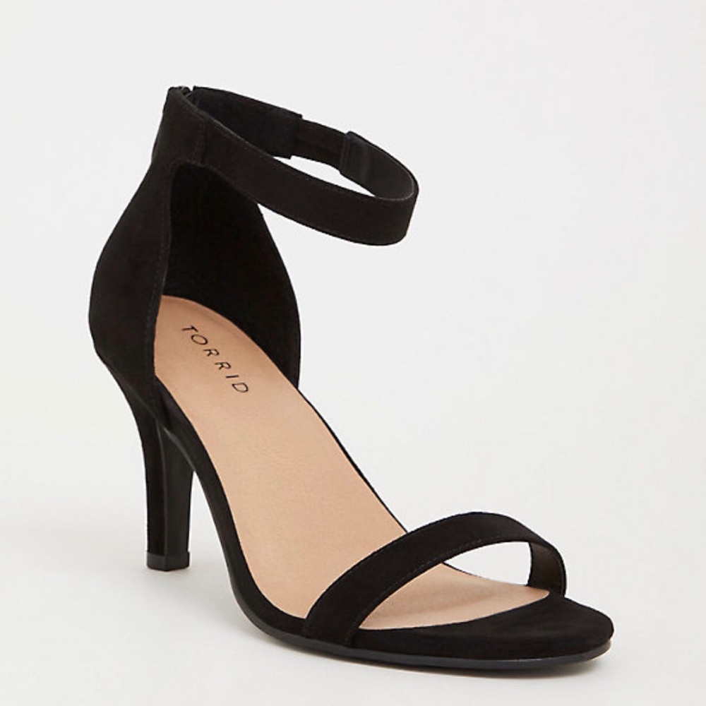 Black Ankle Strap Mid Heel, Never worn